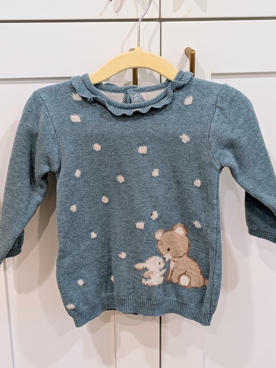 Mayoral Other - Mayoral Blue Knit Baby Sweater with Bear & Bunny